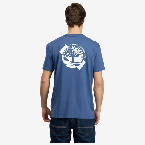 Timberland Mens Small Chest Logo Ss Tee in Blue