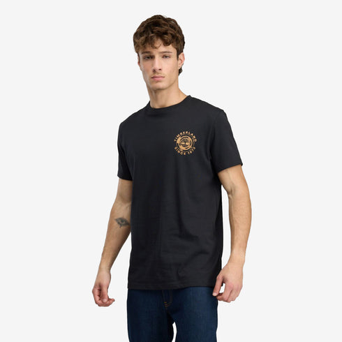 Timberland Mens Rugged Logo Texture Ss Tee in Black