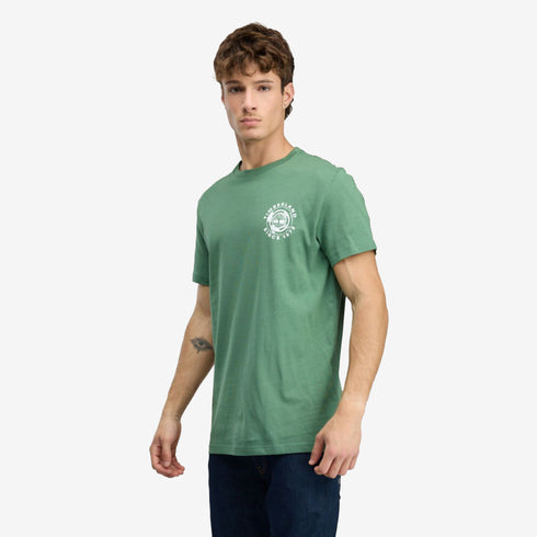 Timberland Mens Rugged Logo Texture Ss Tee in Green
