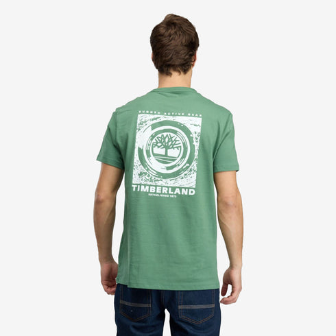 Timberland Mens Rugged Logo Texture Ss Tee in Green