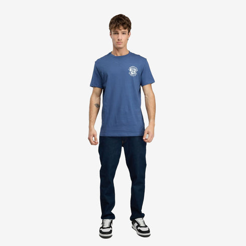 Timberland Mens Rugged Logo Texture Ss Tee in Blue