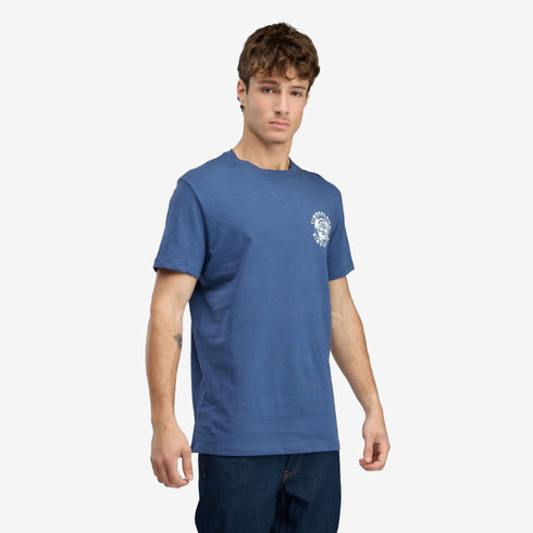 Timberland Mens Rugged Logo Texture Ss Tee in Blue