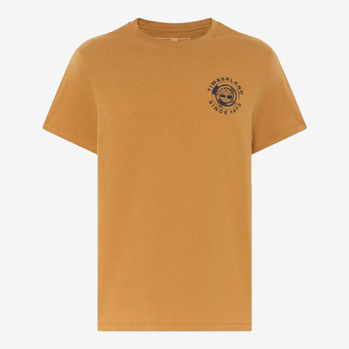 Timberland Mens Rugged Logo Texture Ss Tee in Brown