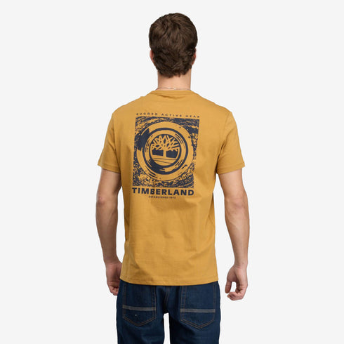 Timberland Mens Rugged Logo Texture Ss Tee in Brown