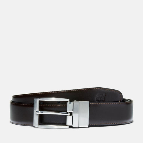 Timberland Mens Bay Ridge Reversible Leather Belt in Dark Brown