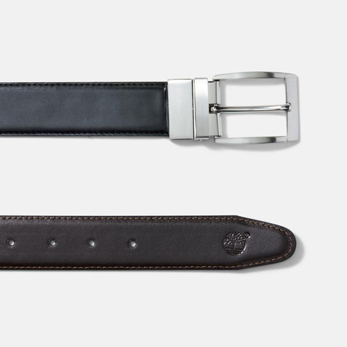 Timberland Mens Bay Ridge Reversible Leather Belt in Dark Brown