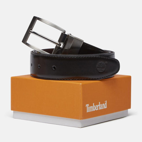 Timberland Mens Bay Ridge Reversible Leather Belt in Dark Brown
