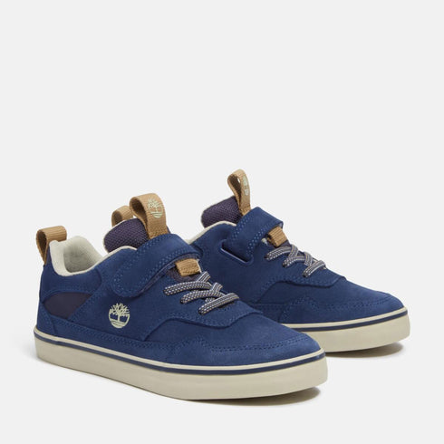Timberland Junior Low Hook & Loop Sneaker in Dark Blue