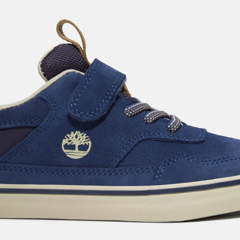 Timberland Junior Low Hook & Loop Sneaker in Dark Blue