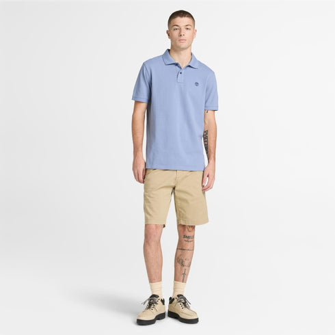 Timberland Mens Oyster River Chest Logo Ss Polo (Reg) in Blue