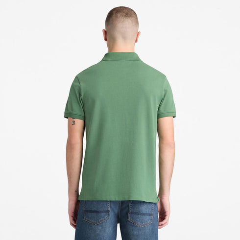 Timberland Mens Oyster River Chest Logo Ss Polo (Slim) in Green