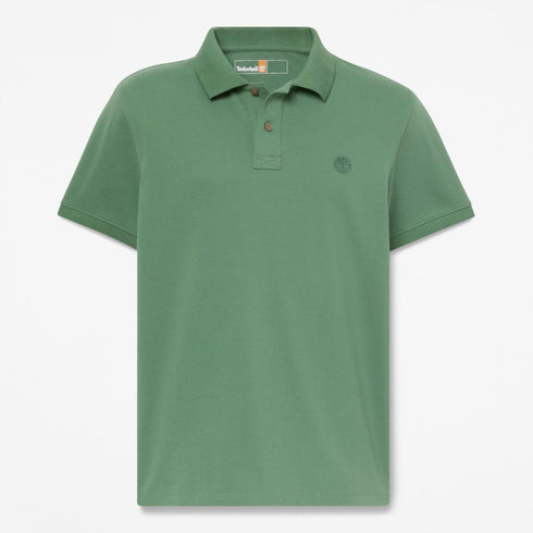 Timberland Mens Oyster River Chest Logo Ss Polo (Slim) in Green