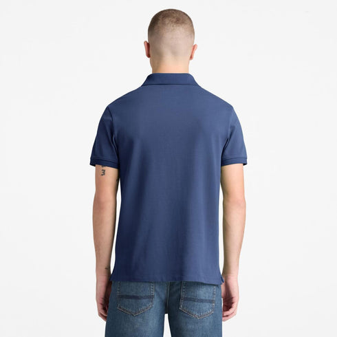 Timberland Mens Oyster River Chest Logo Ss Polo (Slim) in Blue