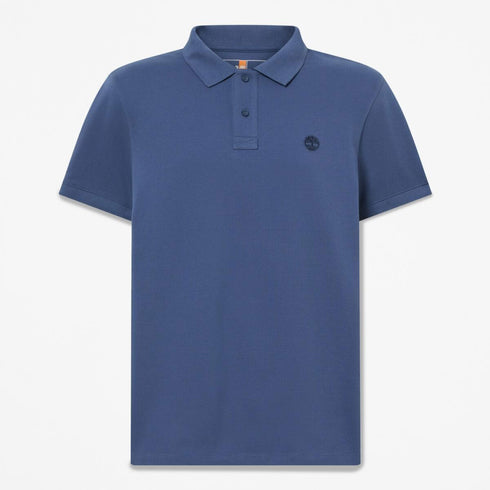 Timberland Mens Oyster River Chest Logo Ss Polo (Slim) in Blue