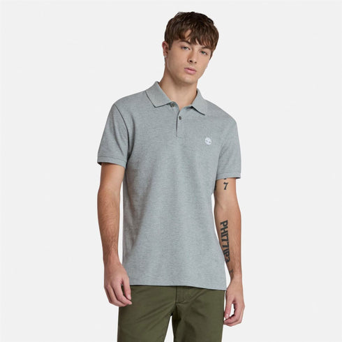 Timberland Mens Oyster River Chest Logo Ss Polo (Slim) in Grey