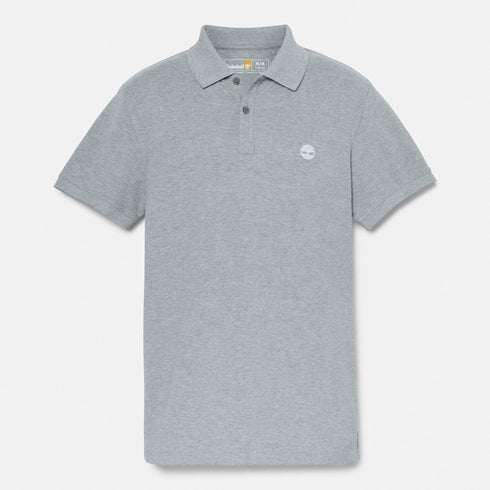 Timberland Mens Oyster River Chest Logo Ss Polo (Slim) in Grey