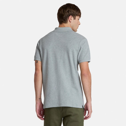 Timberland Mens Oyster River Chest Logo Ss Polo (Slim) in Grey