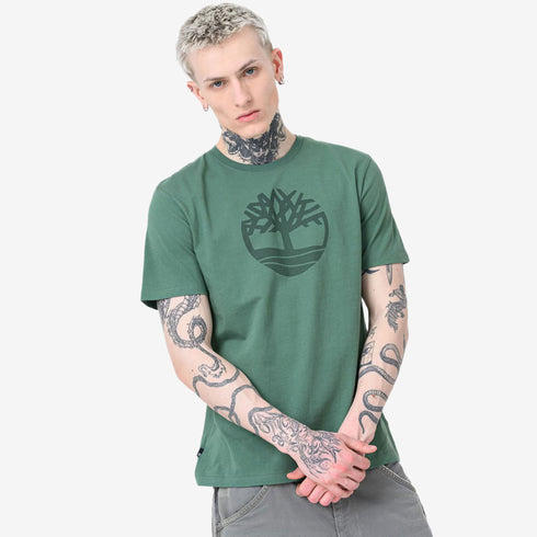 Timberland Mens Kennebec River Tree Logo Short Sleeve Tee in Green