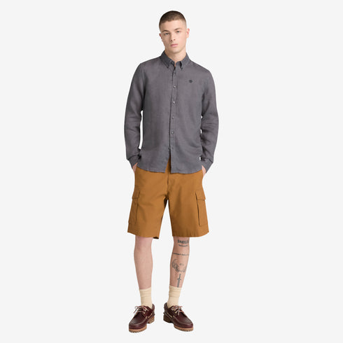 Timberland Mens Mill Brook Linen Shirt in Grey