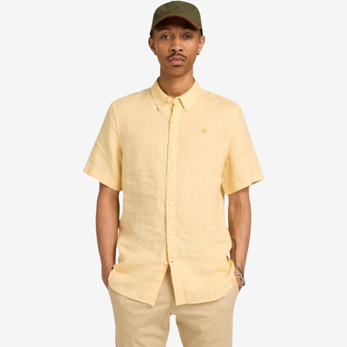Timberland Mens Mill Brook Linen Short Sleeve Shirt in Yellow