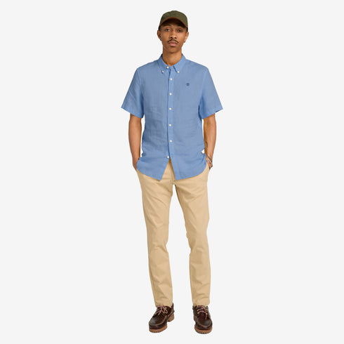 Timberland Mens Mill Brook Linen Short Sleeve Shirt in Blue