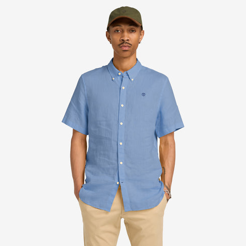 Timberland Mens Mill Brook Linen Short Sleeve Shirt in Blue