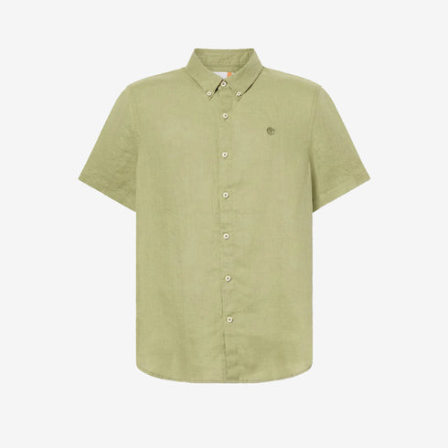Timberland Mens Mill Brook Linen Short Sleeve Shirt in Green