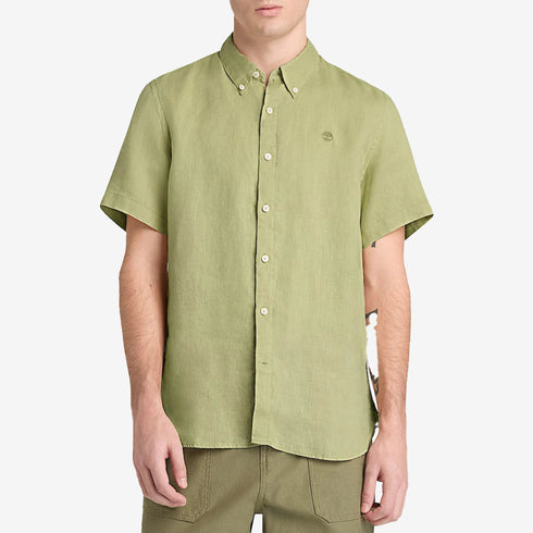 Timberland Mens Mill Brook Linen Short Sleeve Shirt in Green