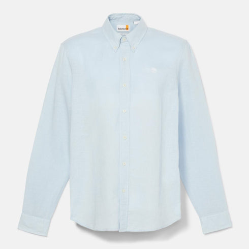 Timberland Mens Lovell Lake Cotton/Linen Long Sleeve Shirt in Blue