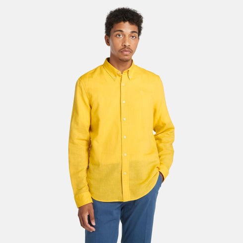 Timberland Mens Lovell Lake Tfo Cotton/Linen Long Sleeve Shirt in Hot Spot