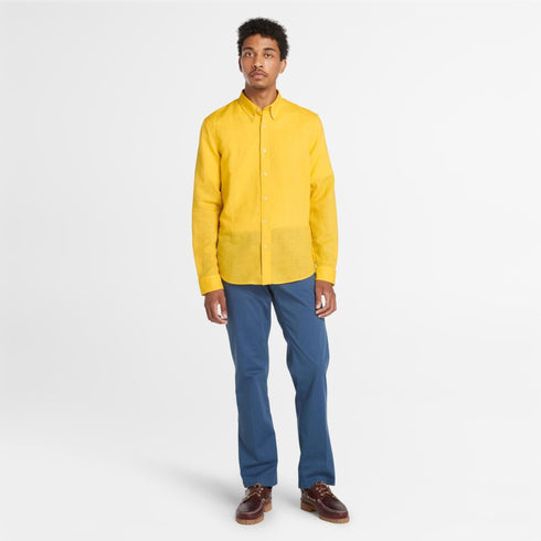 Timberland Mens Lovell Lake Tfo Cotton/Linen Long Sleeve Shirt in Hot Spot