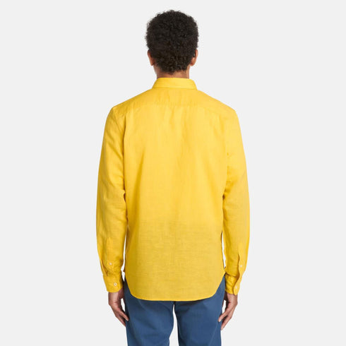 Timberland Mens Lovell Lake Tfo Cotton/Linen Long Sleeve Shirt in Hot Spot