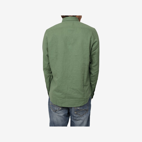 Timberland Mens Lovell Lake Cotton and Linen Long Sleeve Shirt in Green
