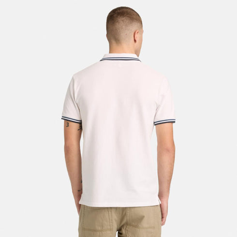 Timberland Mens Oyster River Tipped Collar Ss Polo in White