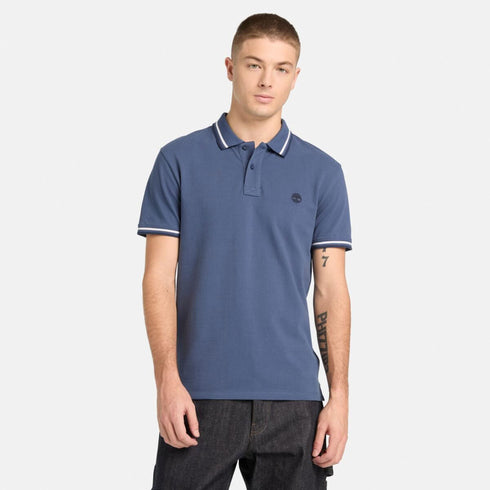 Timberland Mens Oyster River Tipped Collar Ss Polo in Blue