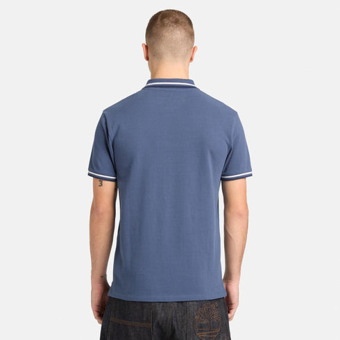 Timberland Mens Oyster River Tipped Collar Ss Polo in Blue