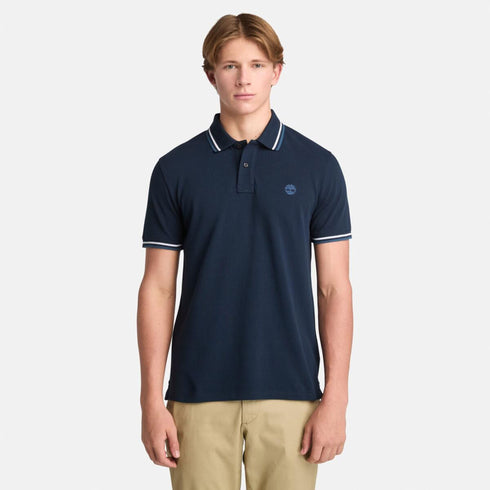 Timberland Mens Oyster River Tipped Collar Ss Polo in Blue