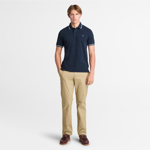 Timberland Mens Oyster River Tipped Collar Ss Polo in Blue
