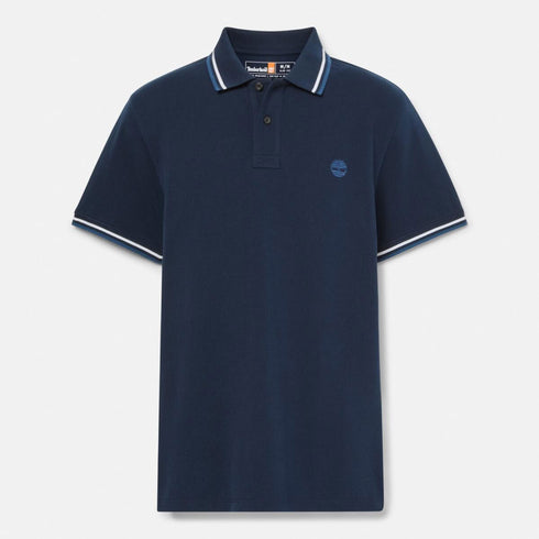 Timberland Mens Oyster River Tipped Collar Ss Polo in Blue