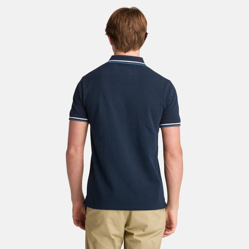 Timberland Mens Oyster River Tipped Collar Ss Polo in Blue