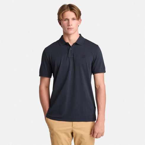 Timberland Mens Oyster River Washed Short Sleeve Polo in Blue