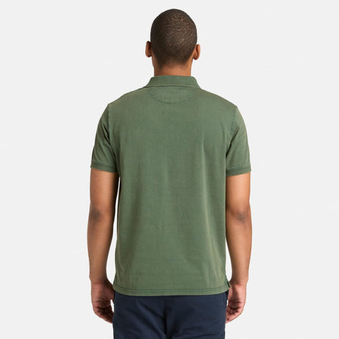 Timberland Mens Oyster River Washed Short Sleeve Polo in Green