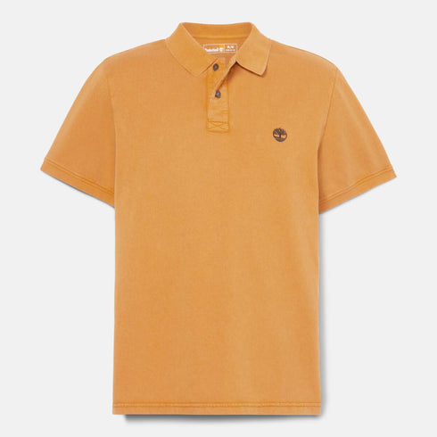 Timberland Mens Oyster River Washed Short Sleeve Polo in Brown