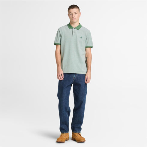 Timberland Mens Oyster River Oxford Short Sleeve Polo in Green