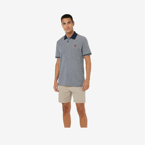 Timberland Mens Short Sleeve Stretch Poplin Shirt in Blue
