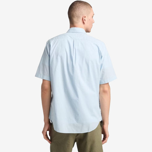 Timberland Mens Short Sleeve Stretch Poplin Shirt in Blue