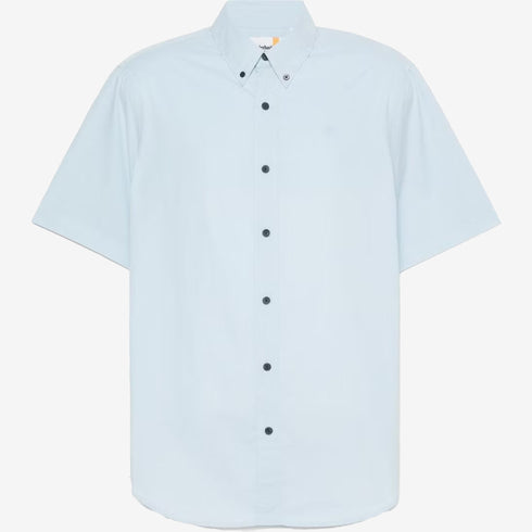 Timberland Mens Short Sleeve Stretch Poplin Shirt in Blue