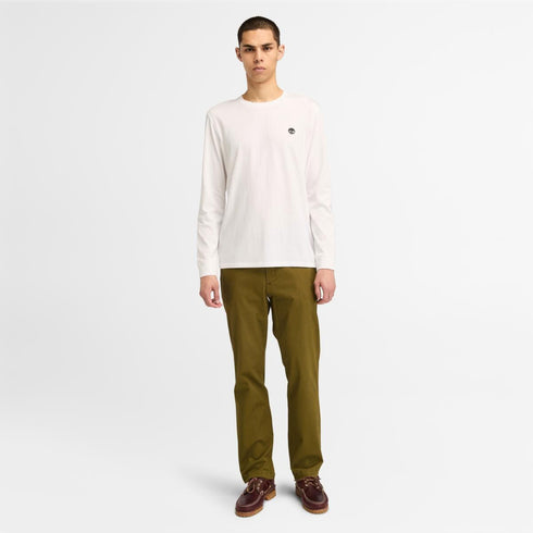 Timberland Mens Chest Logo Longsleeve Tee (Reg) in White