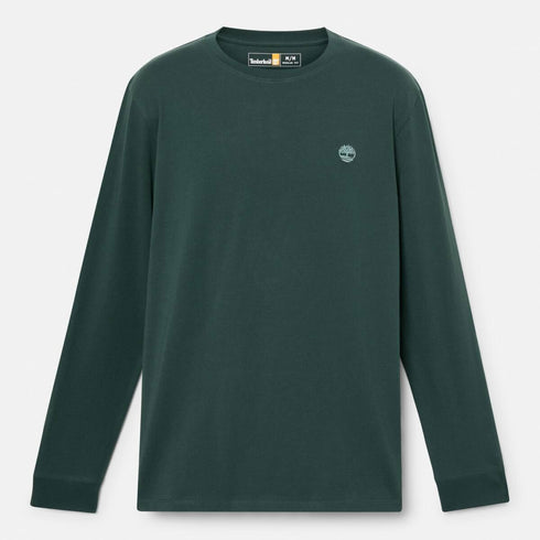 Timberland Mens Chest Logo Longsleeve Tee (Reg) in Dark Green