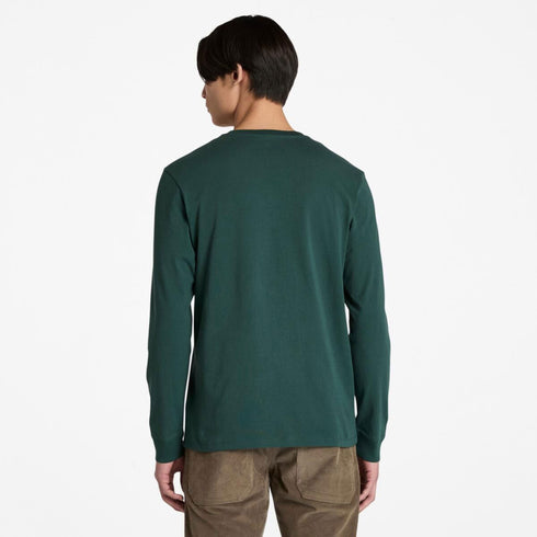 Timberland Mens Chest Logo Longsleeve Tee (Reg) in Dark Green